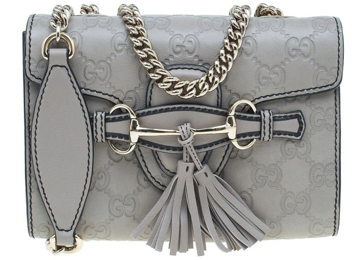 Gucci Emily Chain Shoulder Bag Guccissima Mini Gray