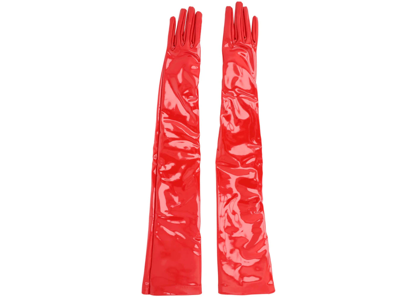 Gucci Faux Patent Leather Gloves Bright Red