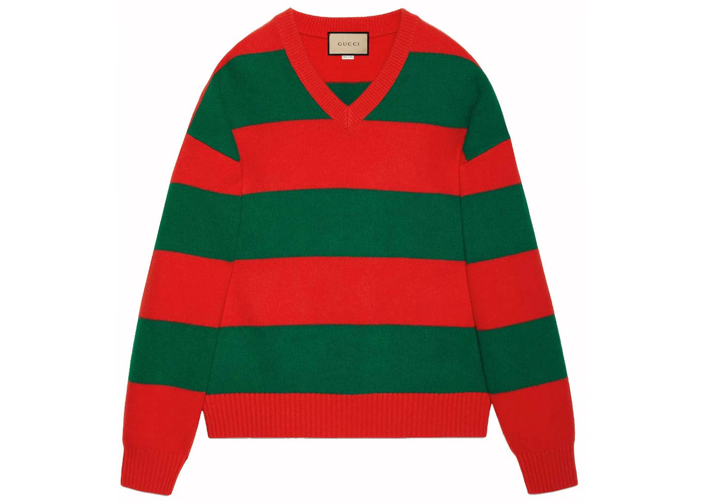 Gucci Felted Wool Striped Sweater Red/Green