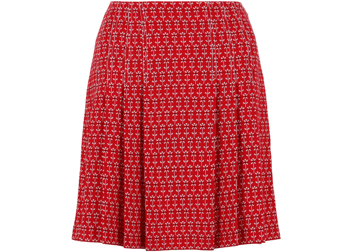 Gucci Floral Patterned Pleated Skirt Red