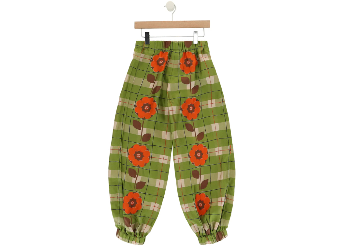 Gucci Floral Silk Pants Green