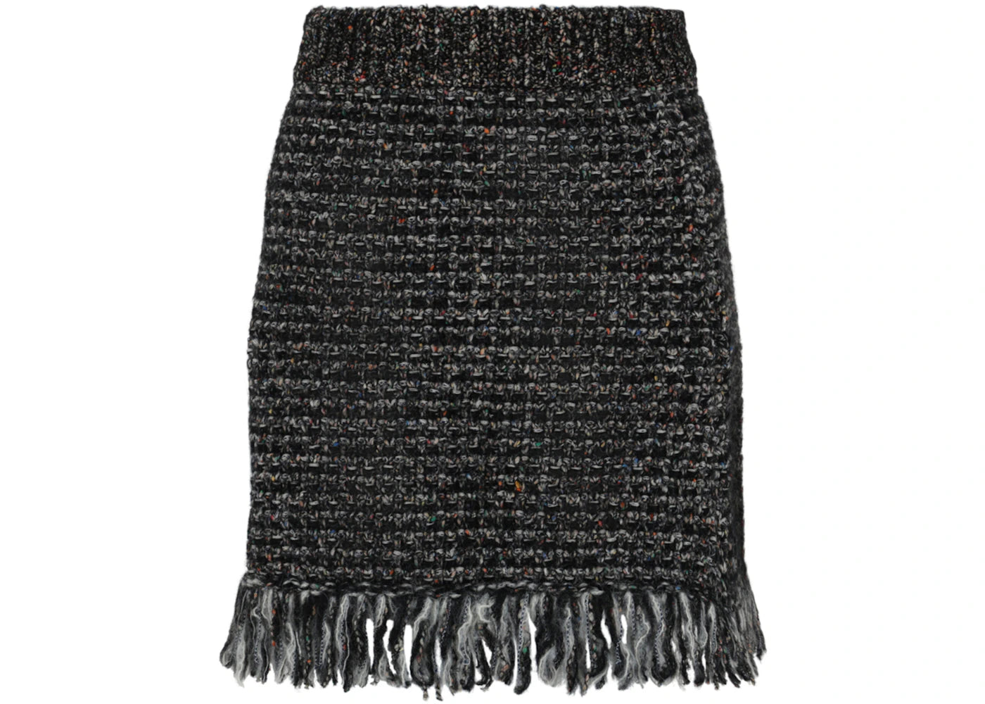 Gucci Fringe Tweed Mini Skirt Black