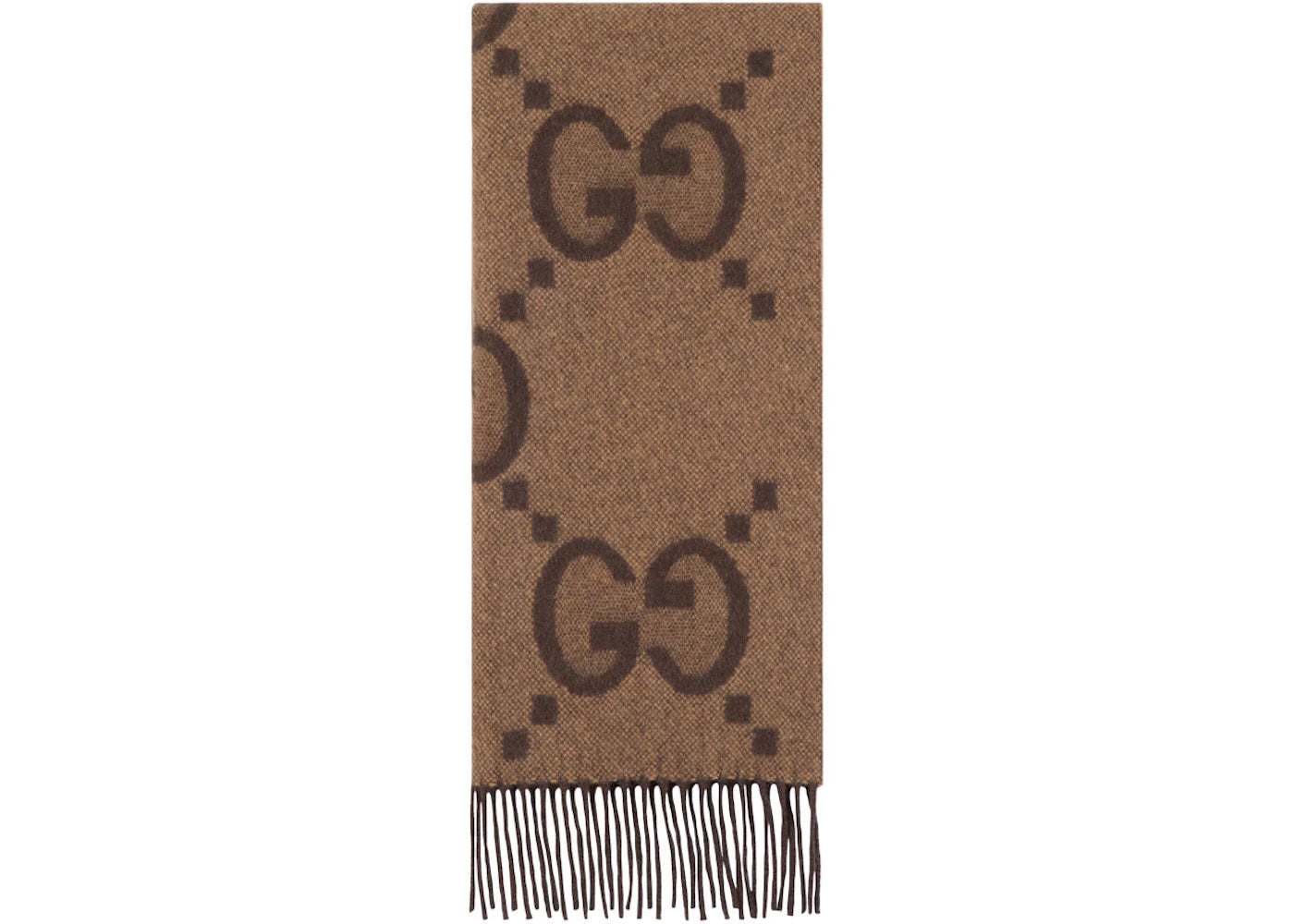Gucci GG Cashmere Jacquard Scarf Beige/Dark Brown