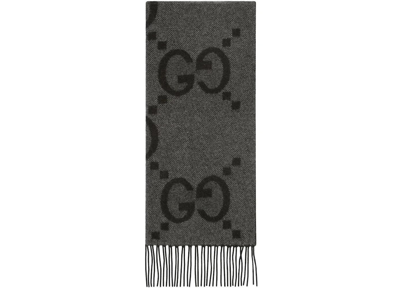 Gucci GG Cashmere Jacquard Scarf Dark Grey/Black