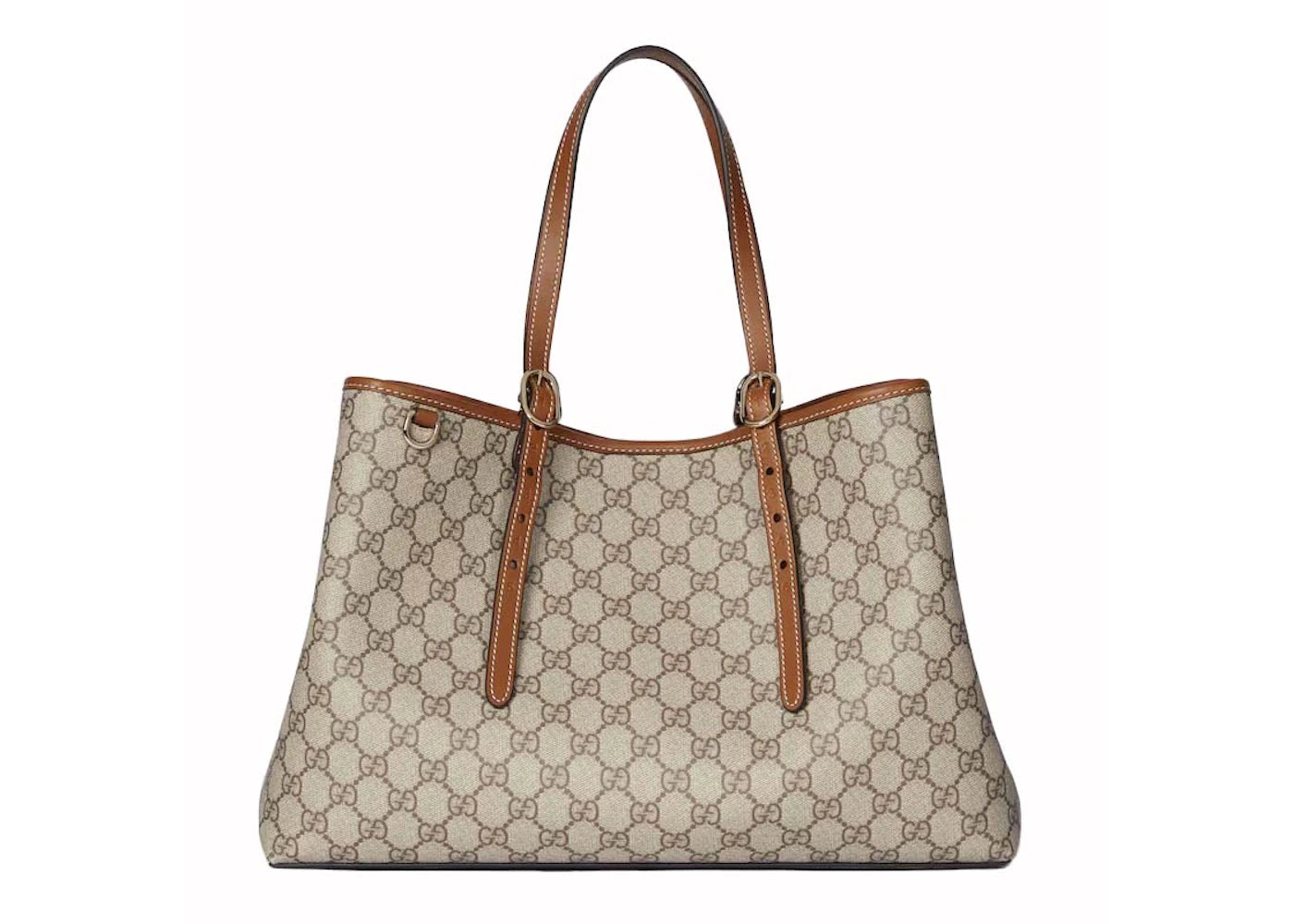 Gucci GG Emblem Medium Tote Bag Beige/Dark Brown