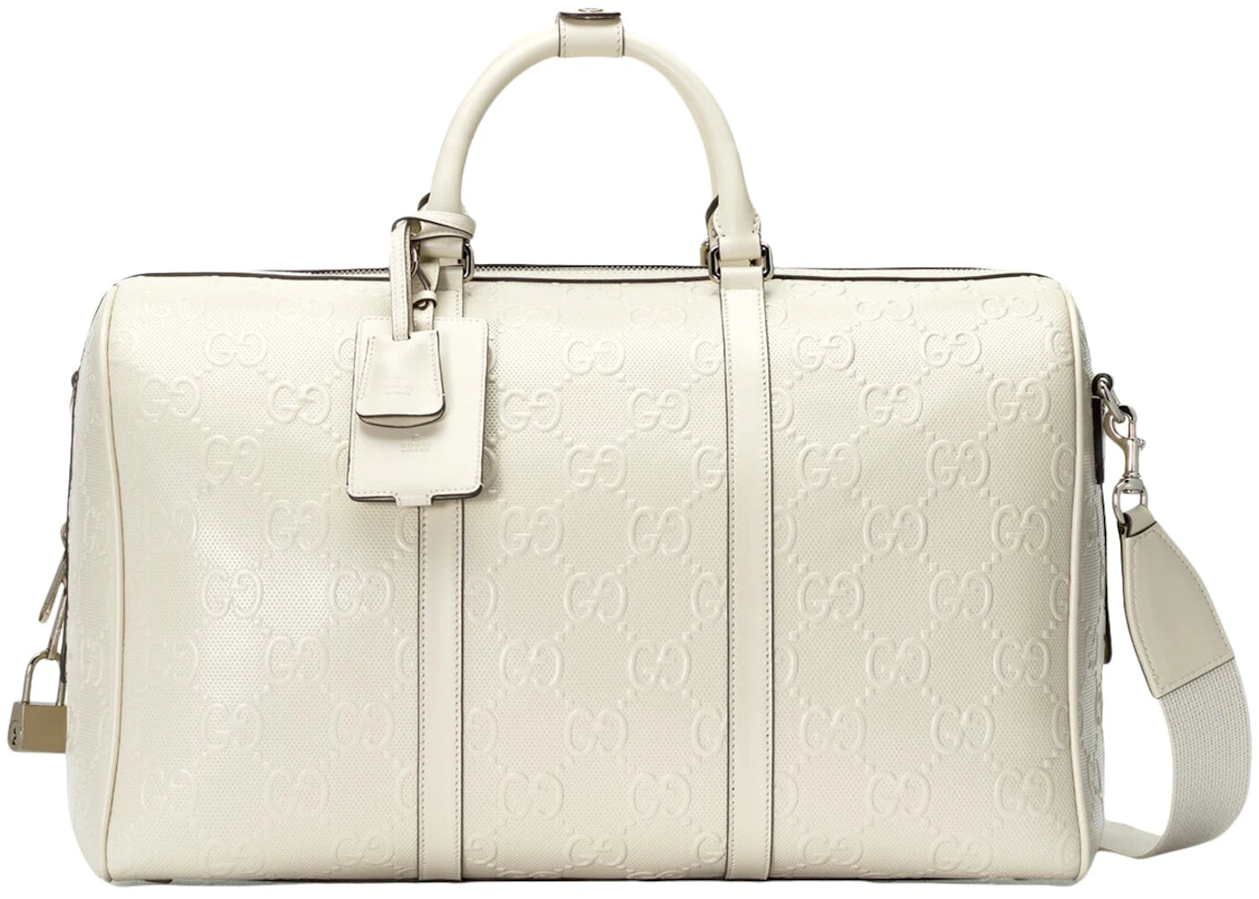 Gucci GG Embossed Duffle Bag White