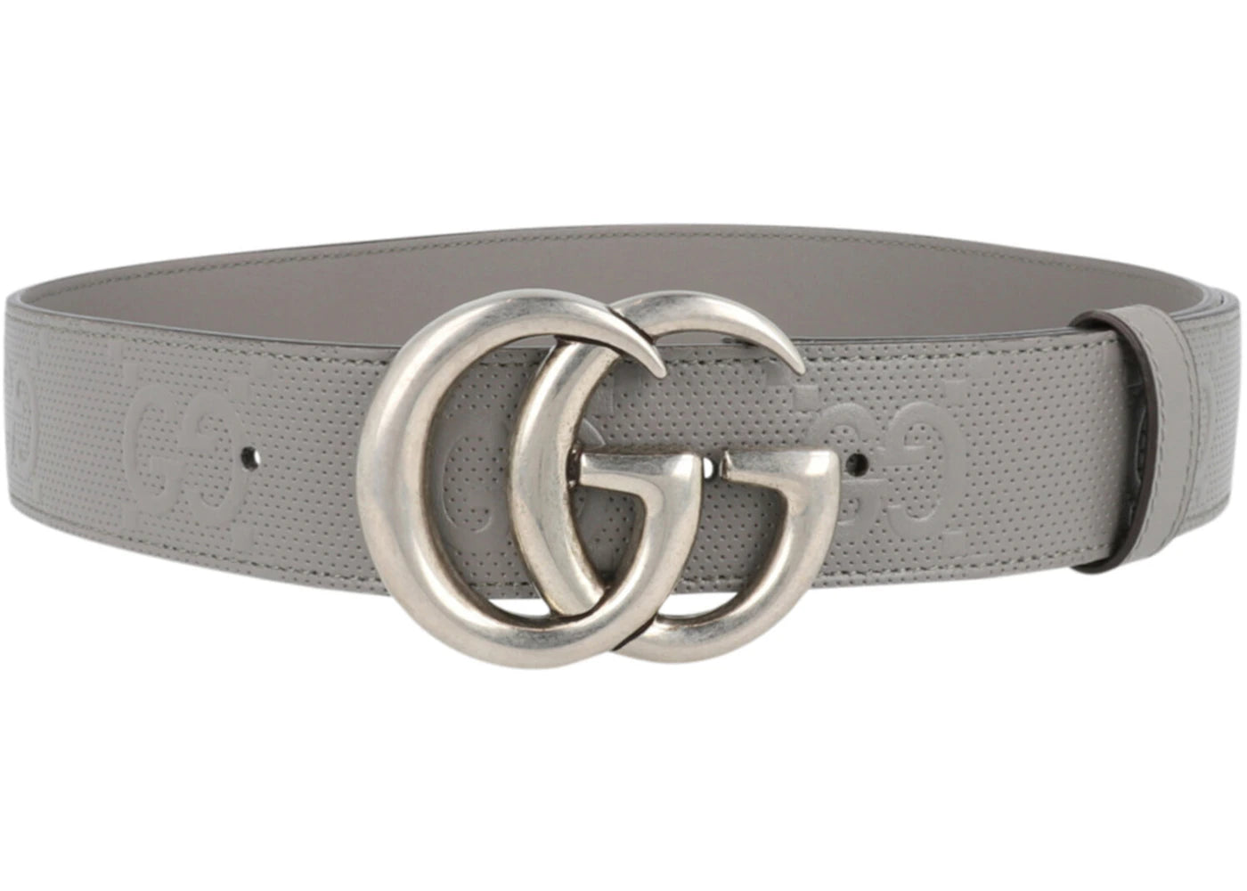 Gucci GG Embossed Leather Belt Grey