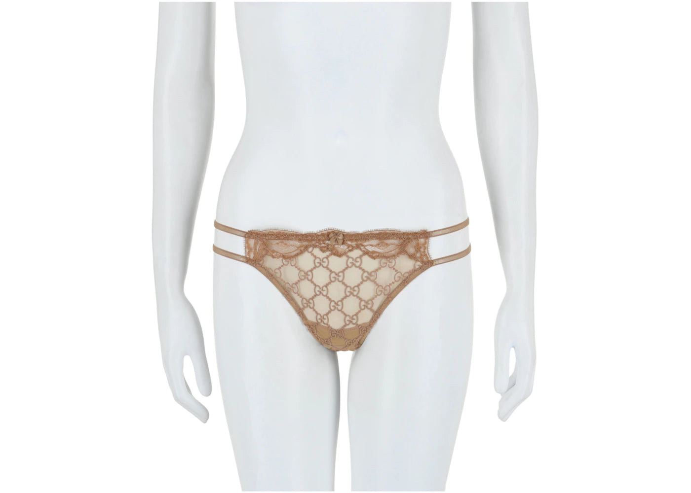 Gucci GG Embroidered Tulle Bikini Briefs Beige