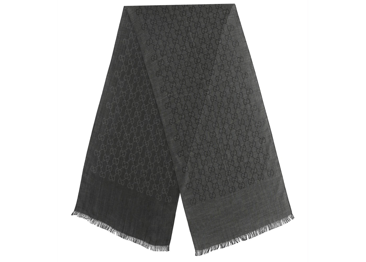 Gucci GG Jacquard Pattern Knit Scarf Anthracite