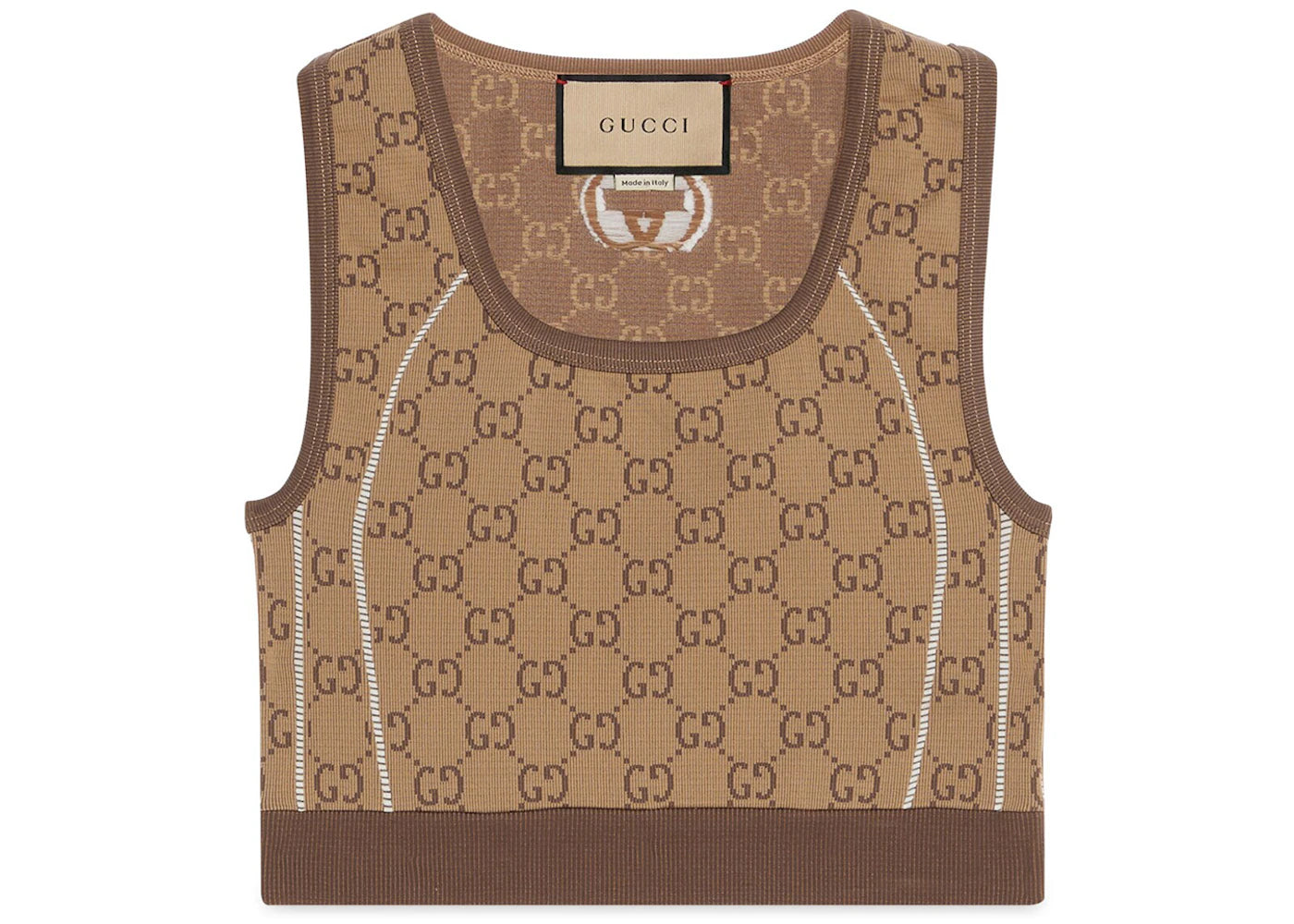 Gucci GG Jersey Jacquard Crop Top Beige