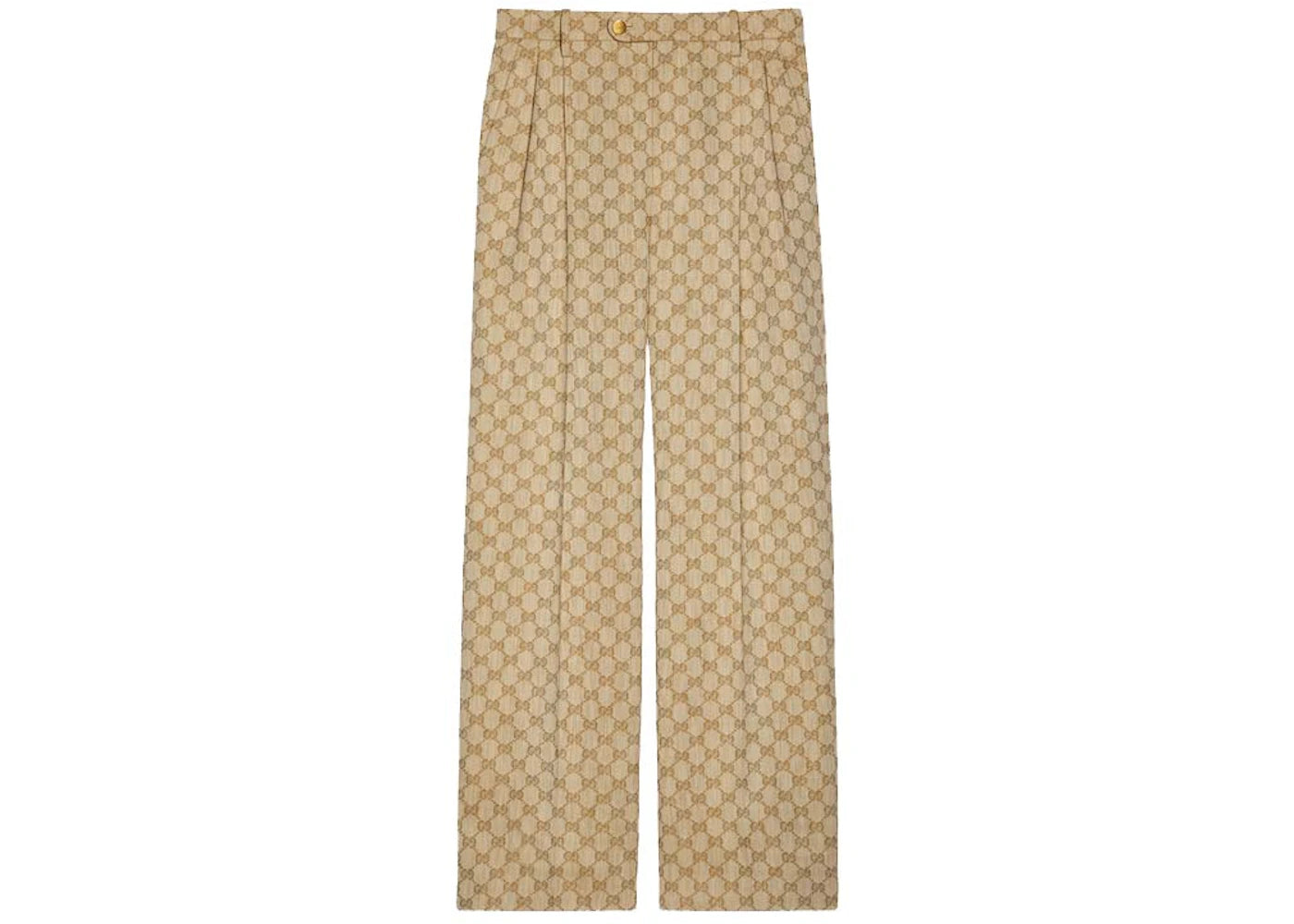 Gucci GG Linen Cotton Jacquard Trousers Beige
