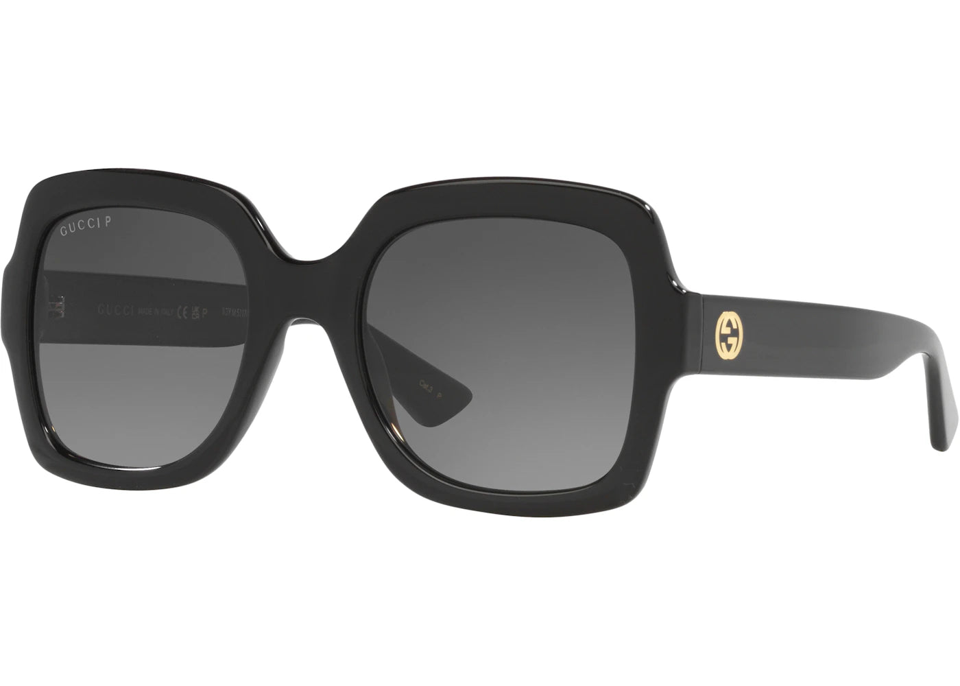 Gucci GG Logo Rectangle Sunglasses Black/Gold (GG1337S 002)