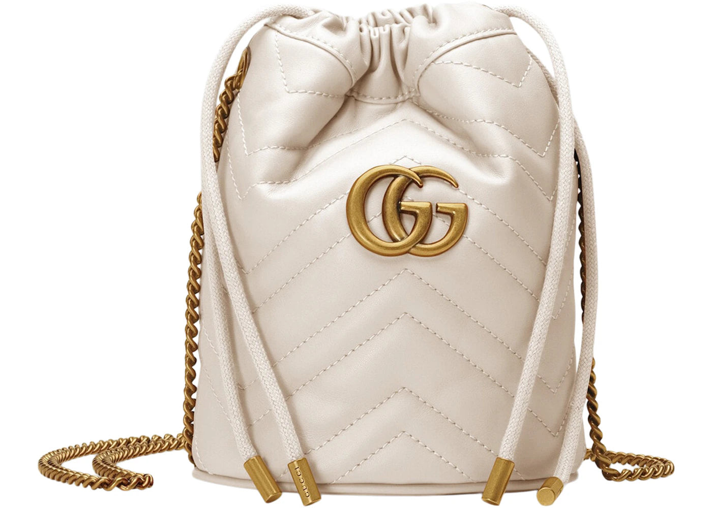 Gucci GG Marmont Bucket Bag Mini Matelasse White