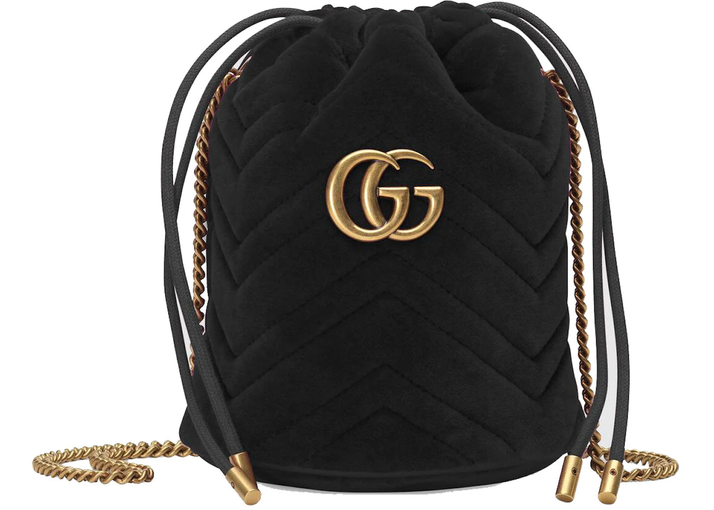 Gucci GG Marmont Bucket Bag Velvet Mini Black