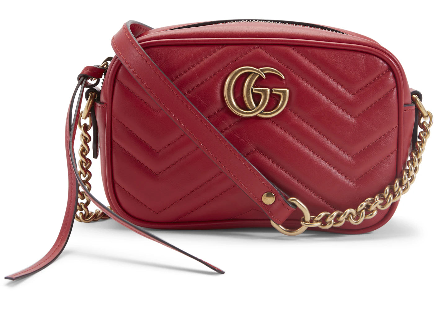 Gucci GG Marmont Camera Bag Matelasse Mini Hibiscus Red