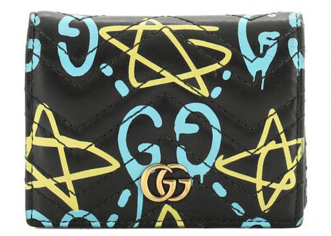 Gucci GG Marmont Card Case Wallet Matelasse GucciGhost Black/Multicolor