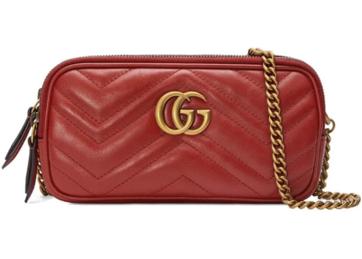 Gucci GG Marmont Matelasse Chain Bag Mini Hibiscus Red