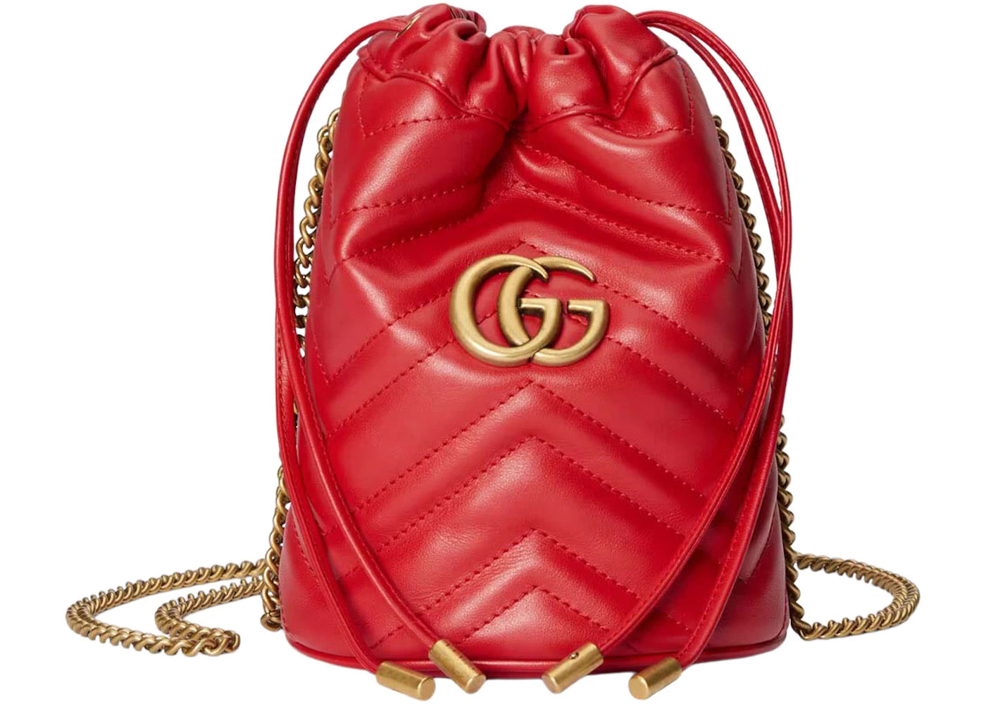 Gucci GG Marmont Matelasse Mini Bucket Bag Red