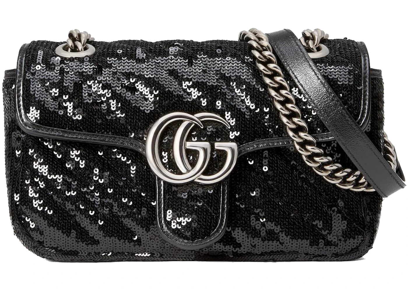 Gucci GG Marmont Mini Sequin Shoulder Bag Black