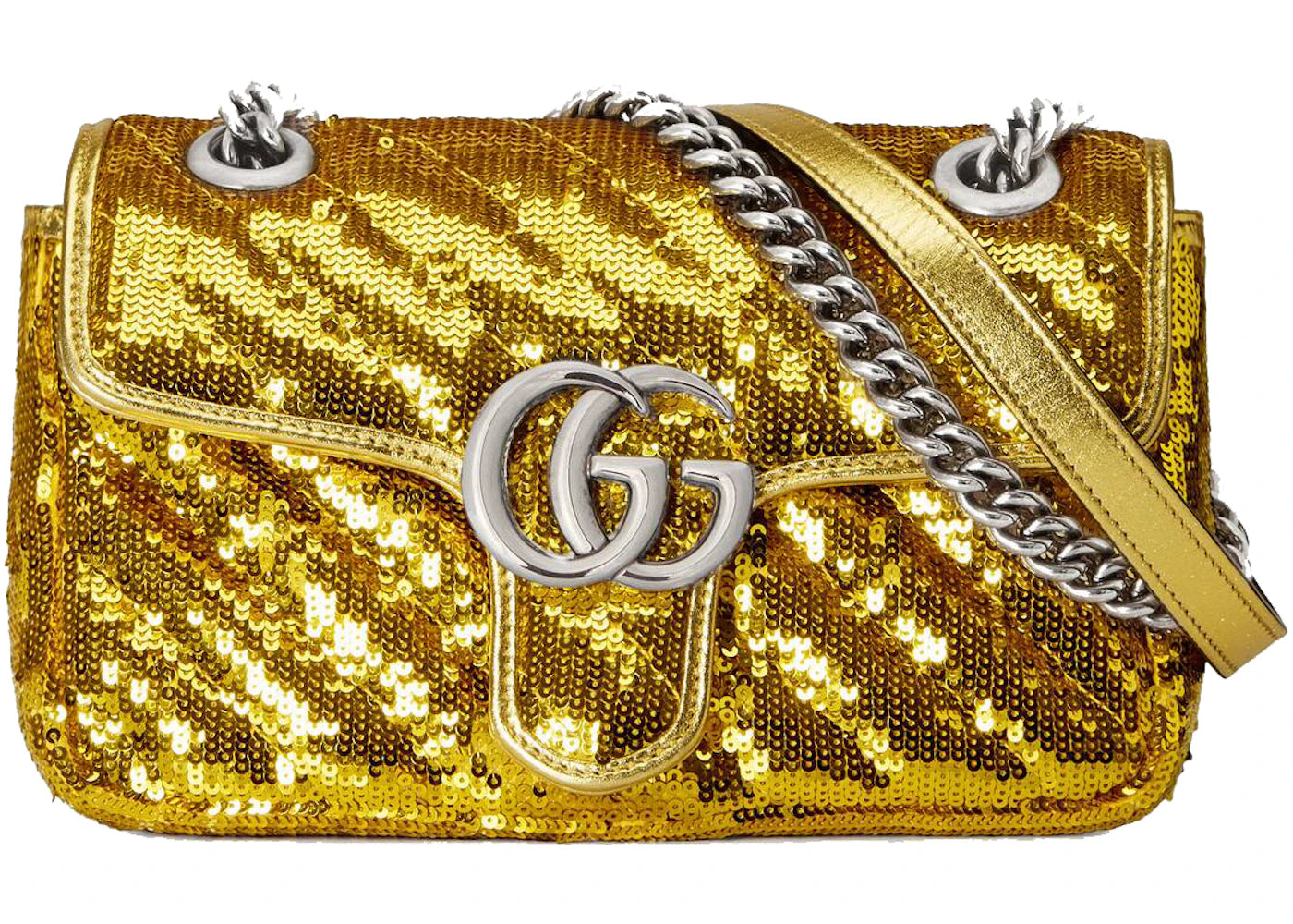 Gucci GG Marmont Mini Sequin Shoulder Bag Gold