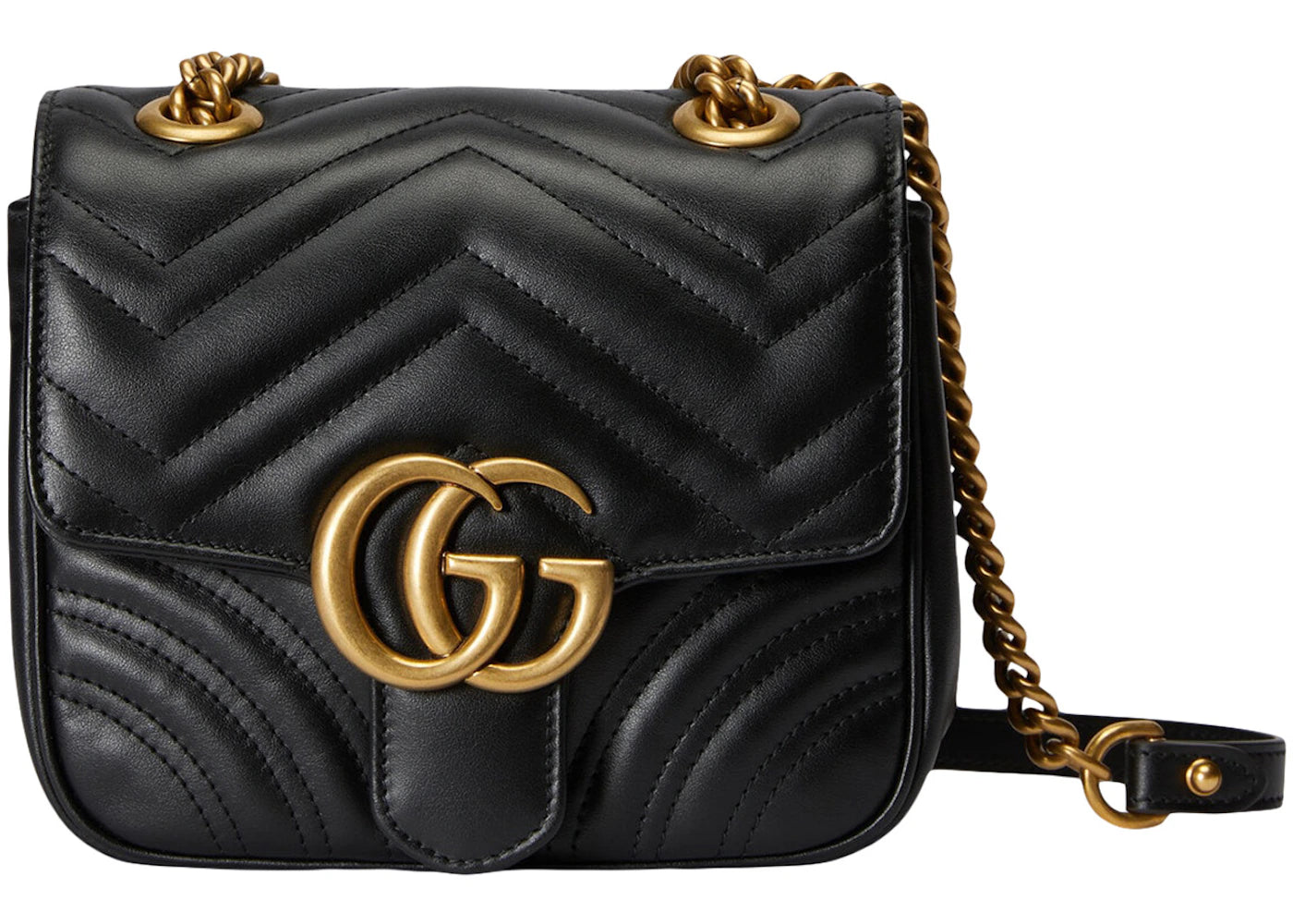 Gucci GG Marmont Mini Shoulder Bag Matelasse Chevron Black