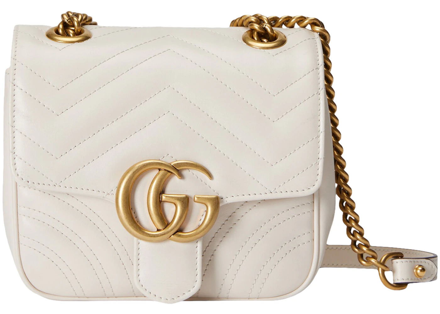 Gucci GG Marmont Mini Shoulder Bag Matelasse Chevron White