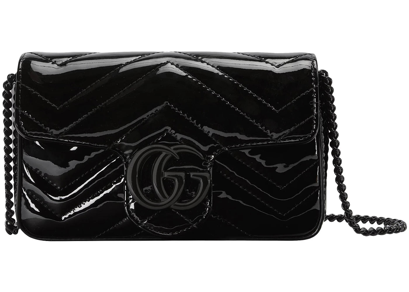 Gucci GG Marmont Patent Super Mini Bag Black Patent Leather