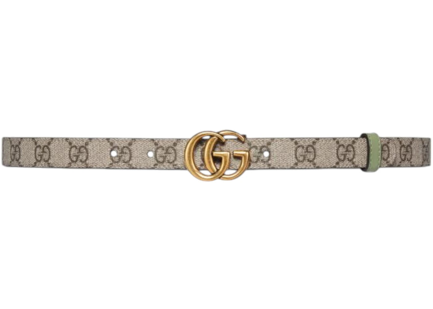 Gucci GG Marmont Reversible Thin Belt Beige/Green