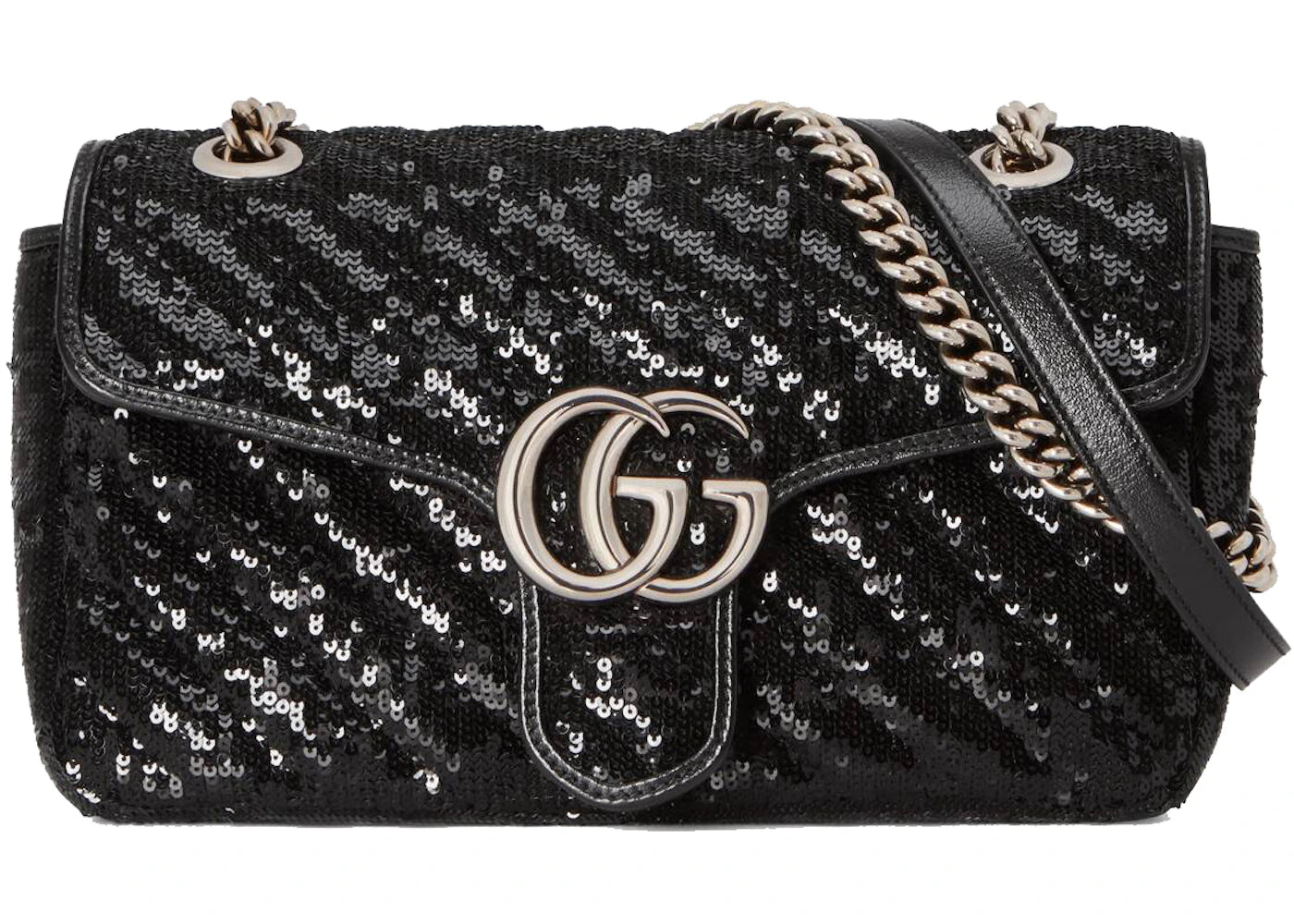 Gucci GG Marmont Small Sequin Shoulder Bag Black