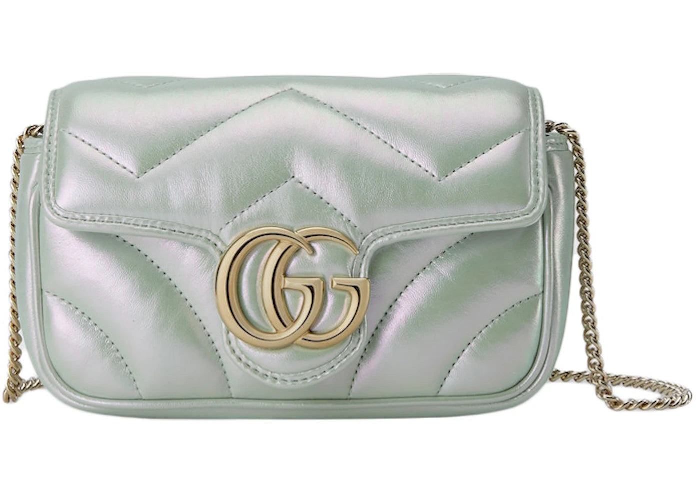 Gucci GG Marmont Super Mini Bag Light Green Iridescent