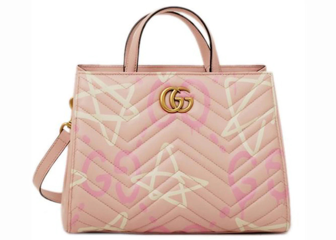 Gucci GG Marmont Top Handle Matelasse GucciGhost Small Pink/White