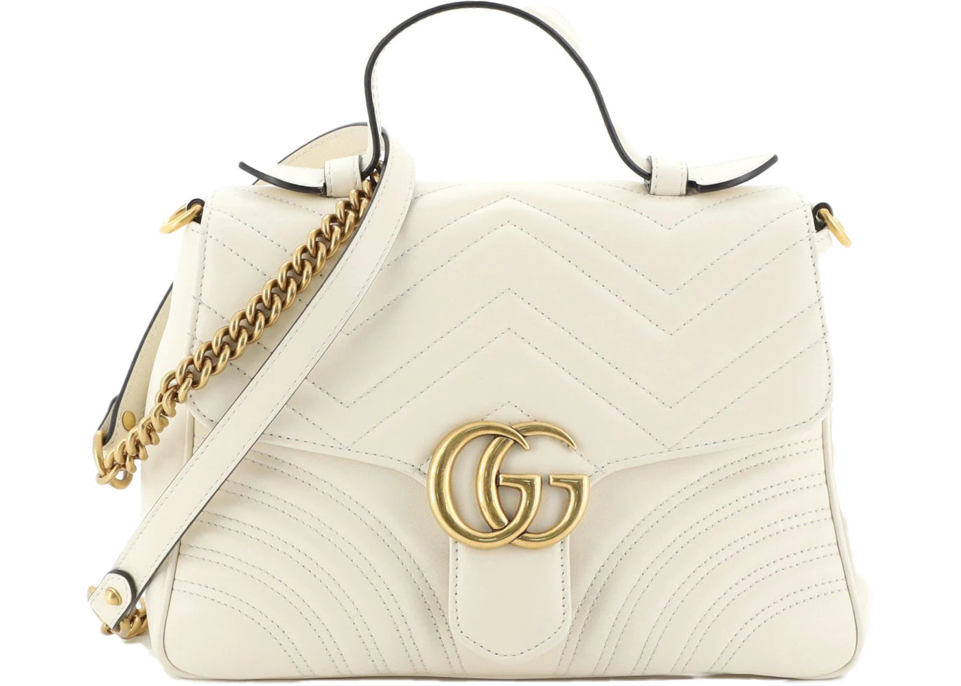Gucci GG Marmont Top Handle Matelasse Medium White