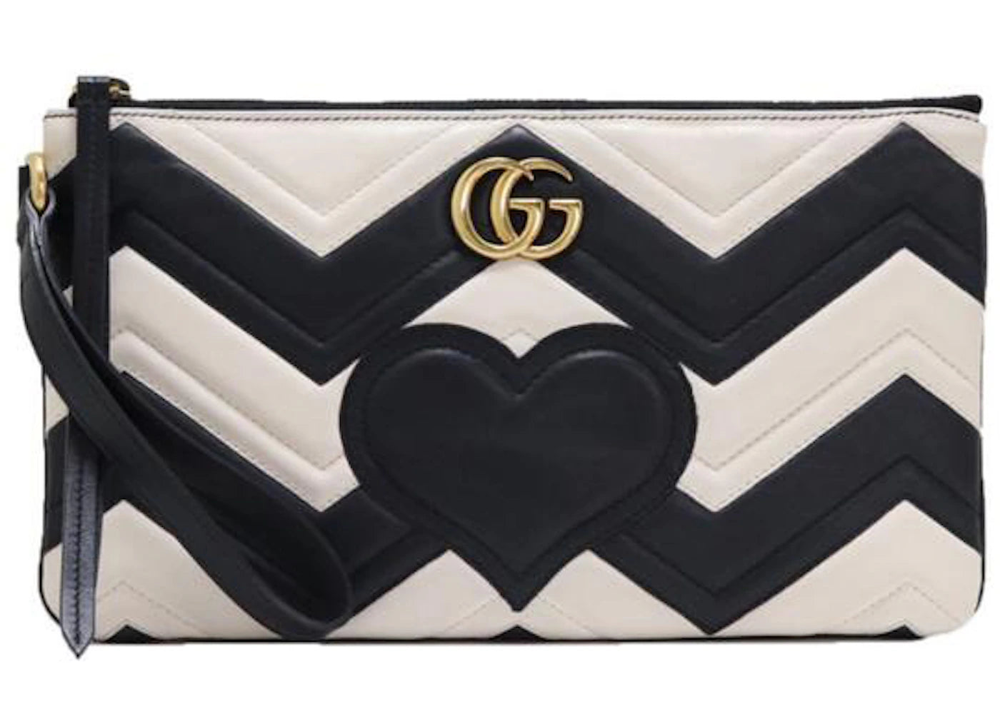 Gucci GG Marmont Wrist Wallet Matelasse Black/White