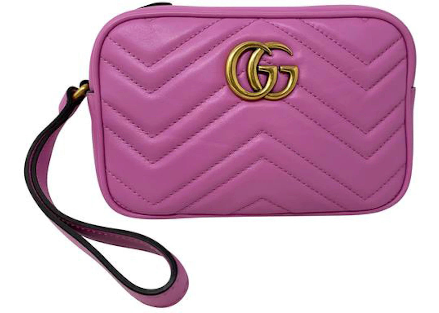 Gucci GG Marmont Wrist Wallet Matelasse Mini Bright Pink