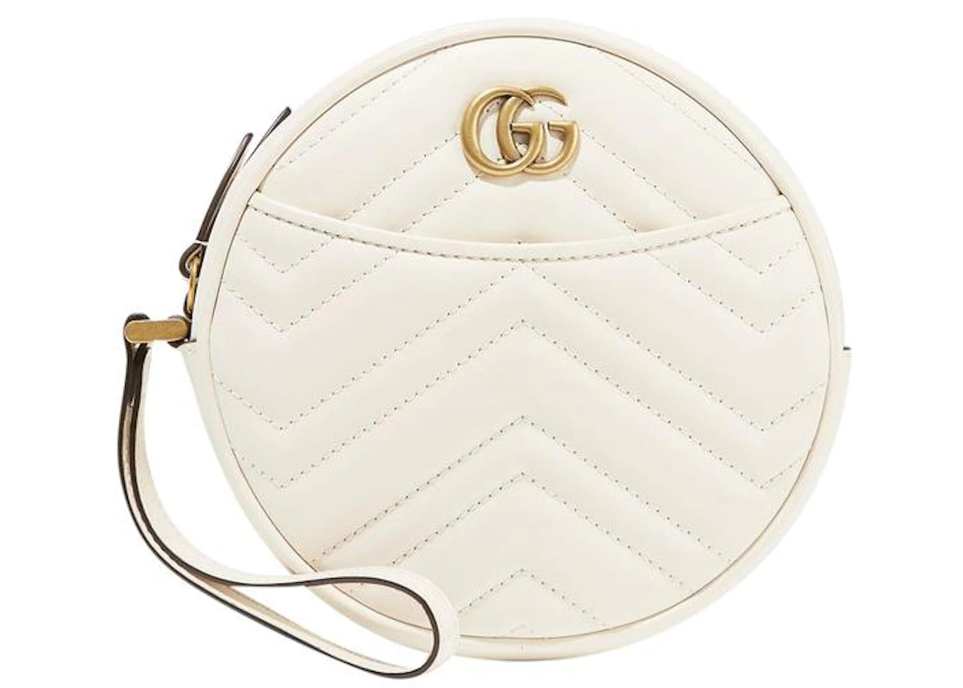 Gucci GG Marmont Wrist Wallet Round Matelasse White