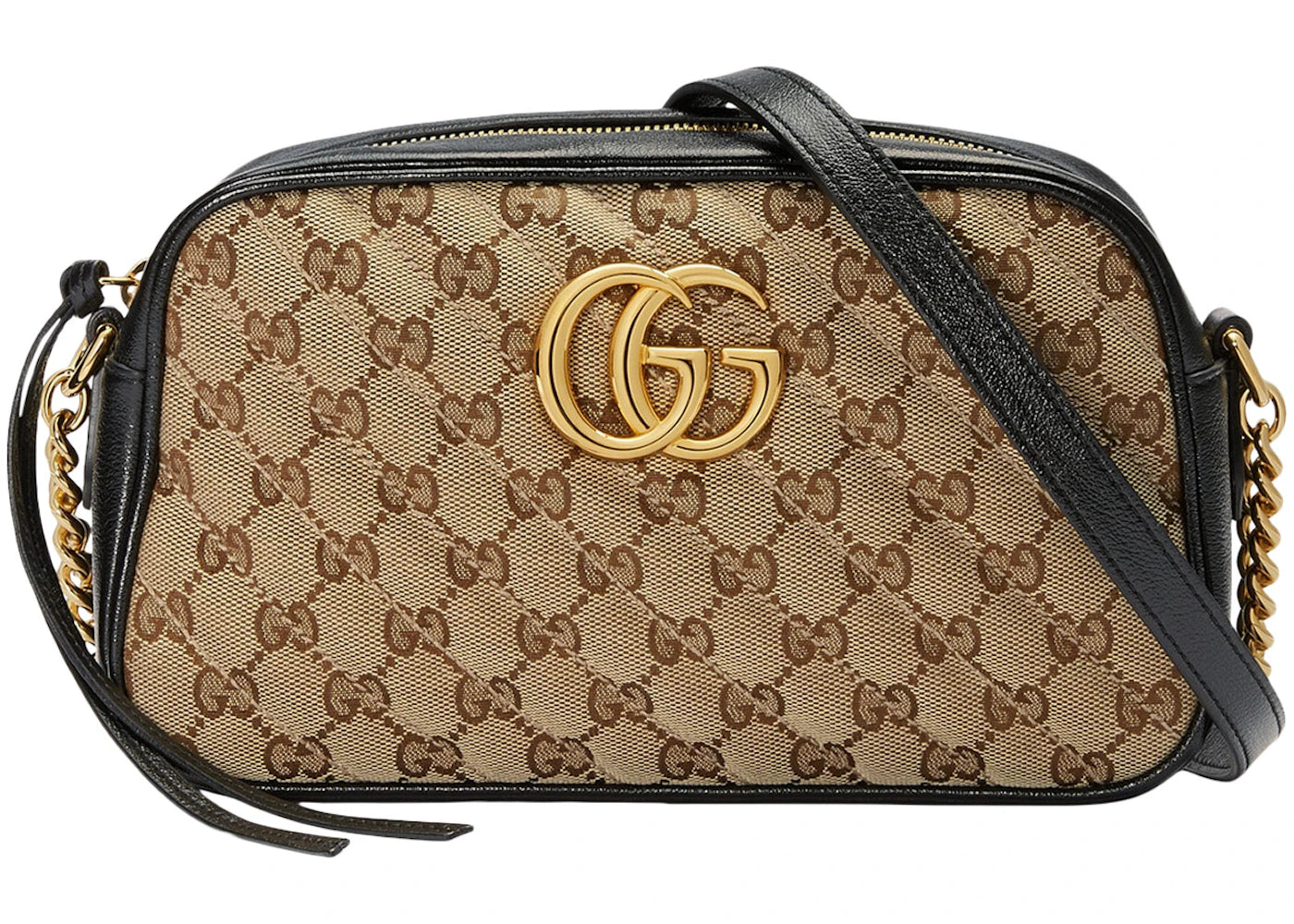 Gucci GG Marmont Zip Around Shoulder Bag Small Beige/Ebony