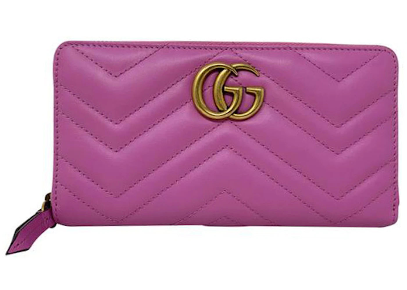 Gucci GG Marmont Zip Around Wallet Matelasse Bright Pink