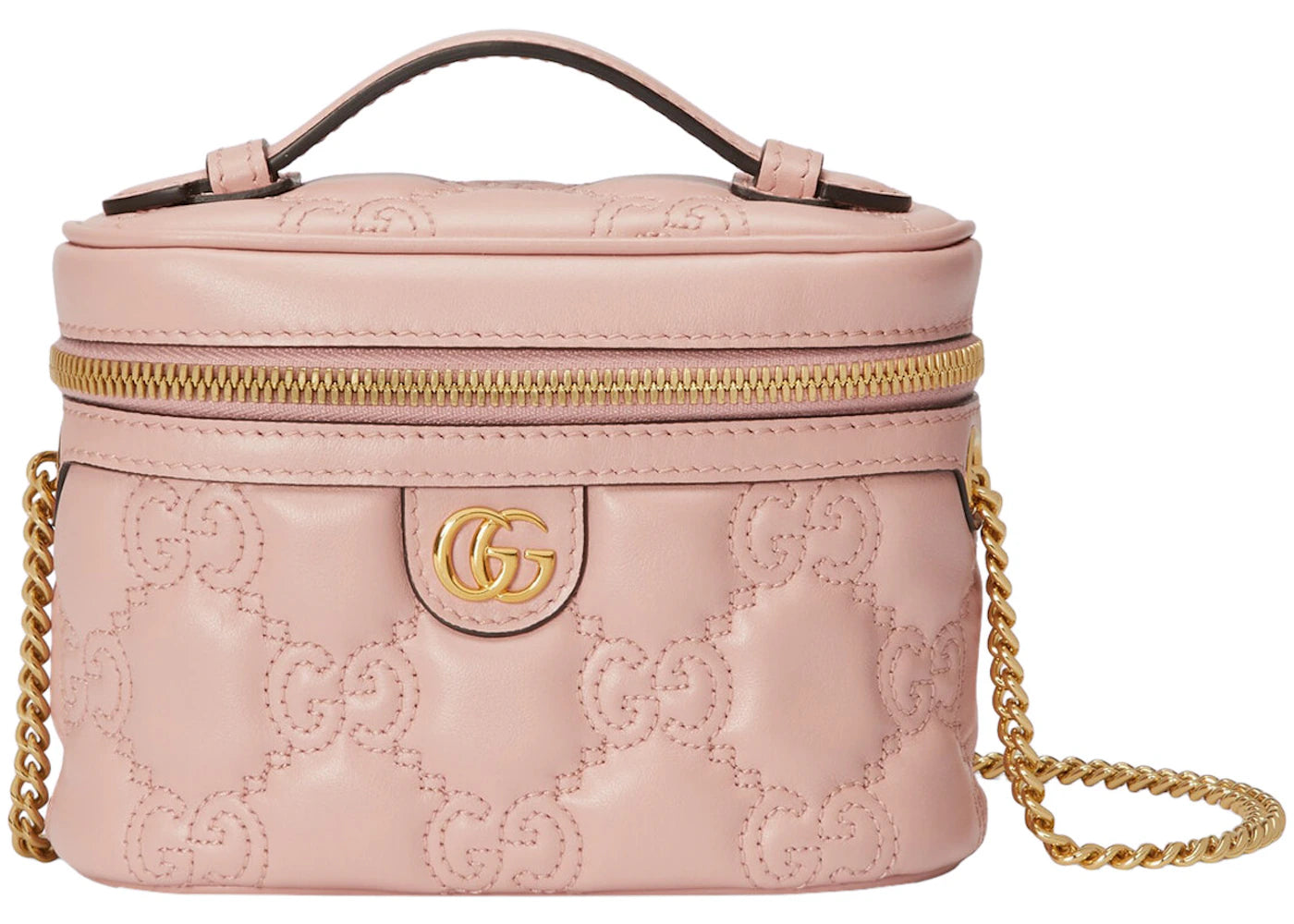 Gucci GG Matelasse Top Handle Bag Mini Quilted Light Pink