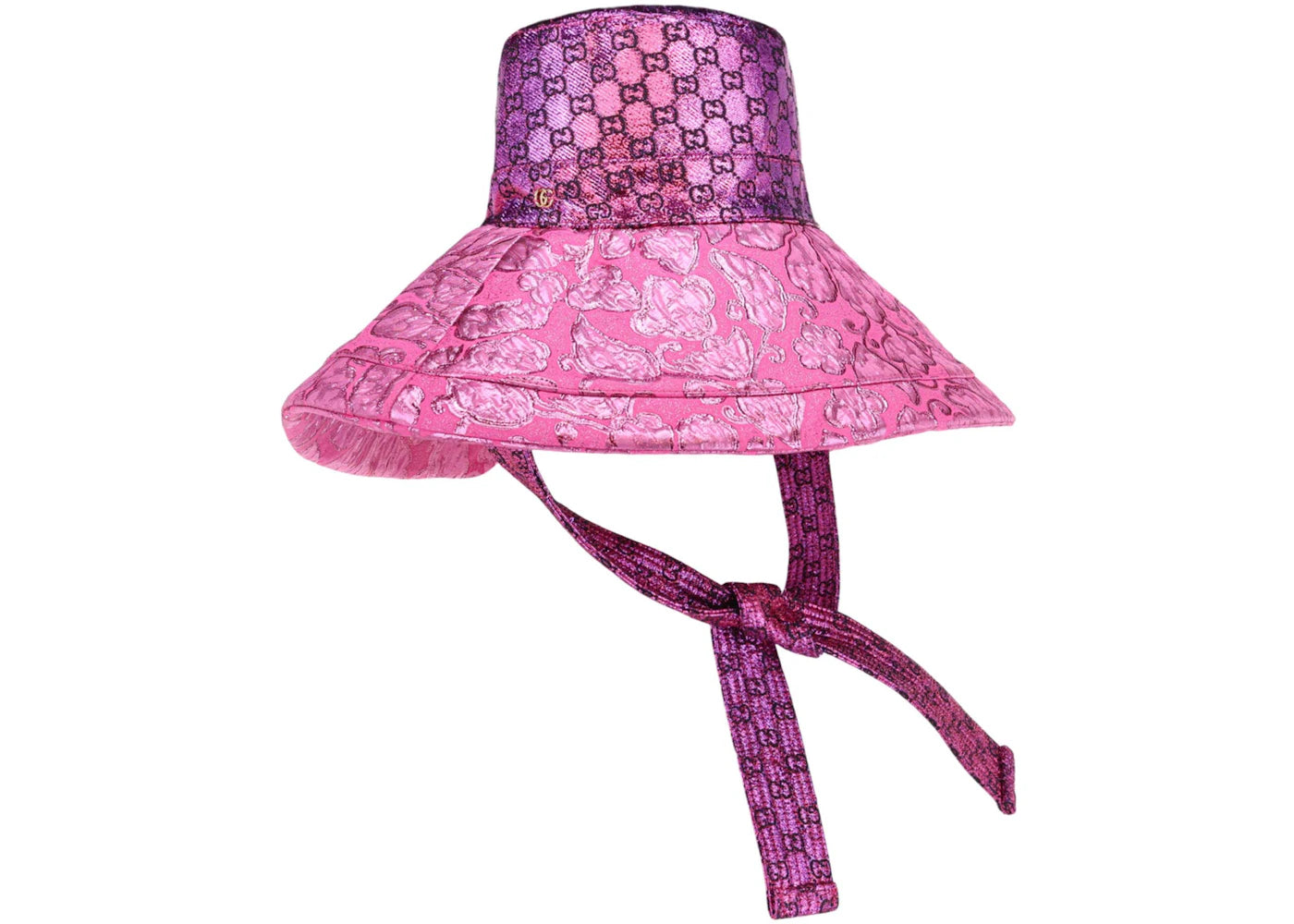 Gucci GG Monogram Metallic Sun Hat Pink
