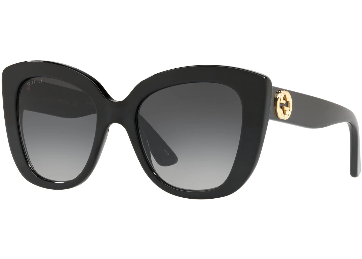 Gucci GG Ovesized Cat Eye Sunglasses Black/Gold (GG0327S-001)