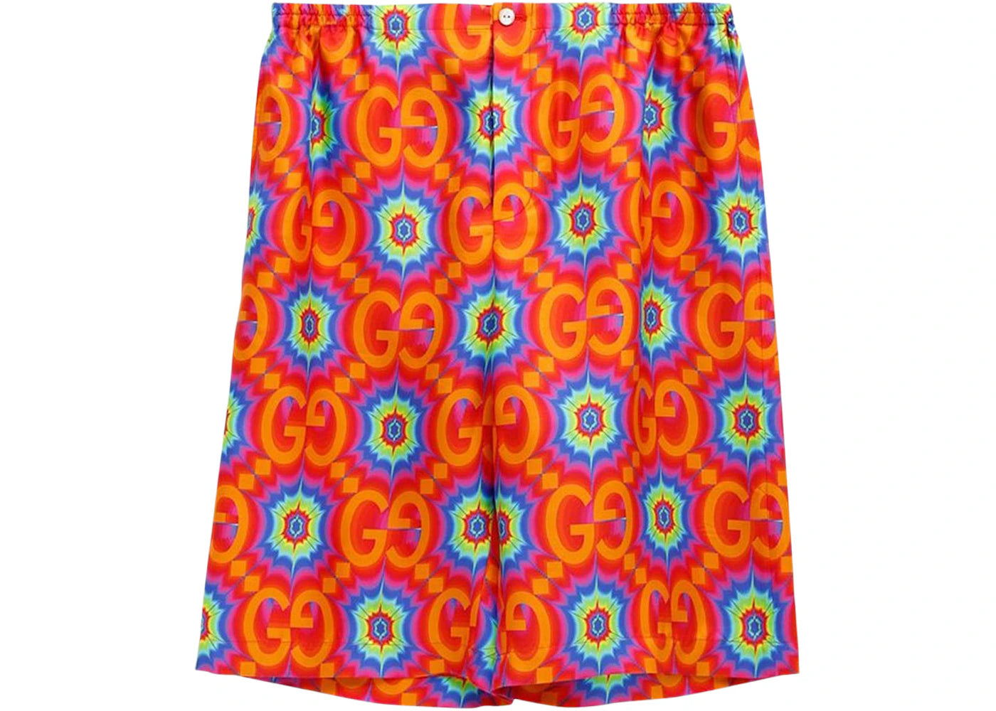 Gucci GG Psychedelic Silk Shorts Orange/Electric Blue/Multi