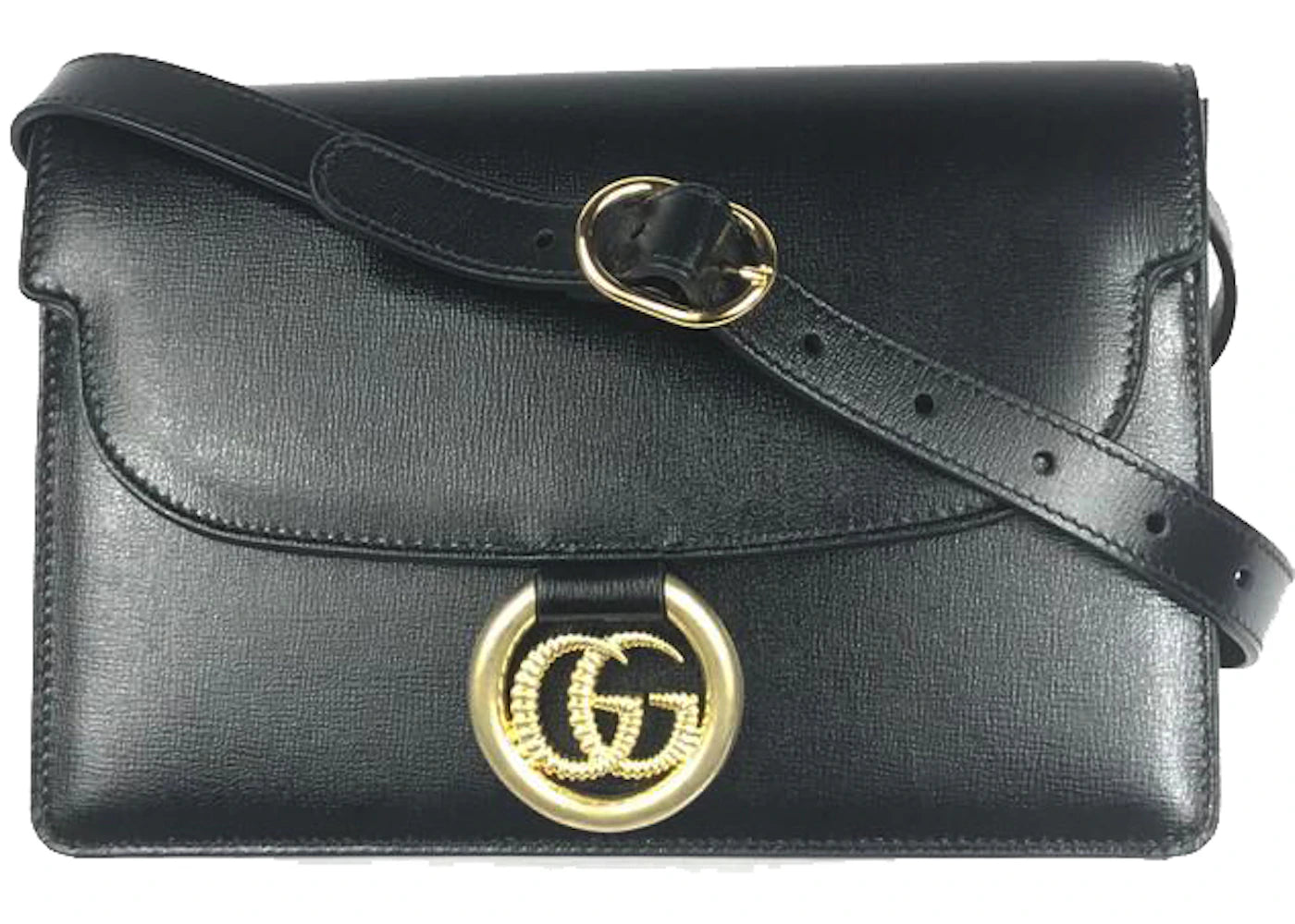 Gucci GG Ring Torchon Shoulder Bag Black