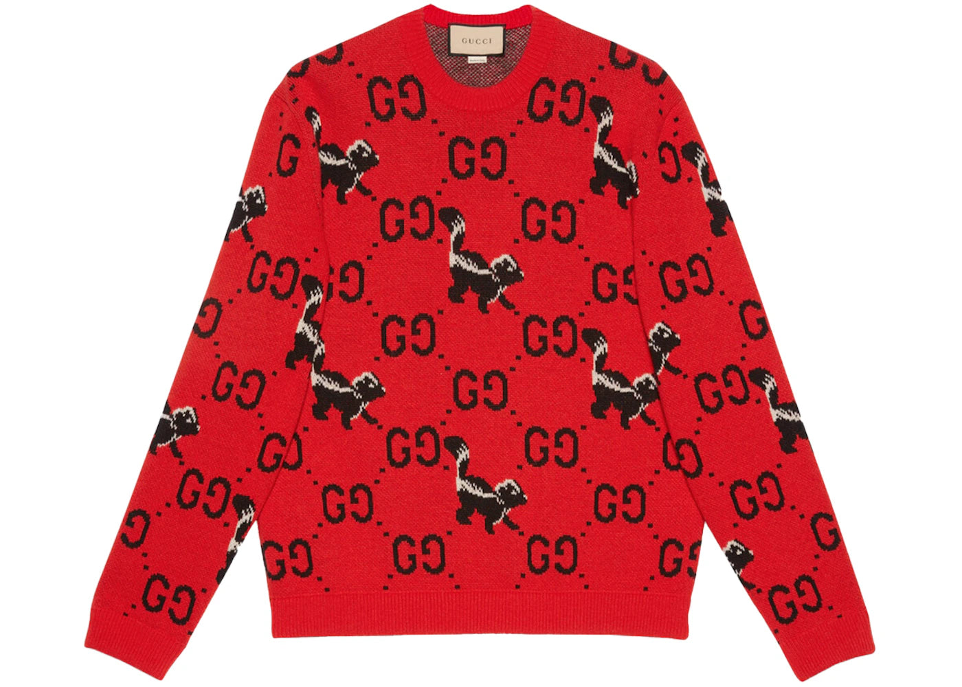 Gucci GG Skunk Wool Knit Sweater Red/Black
