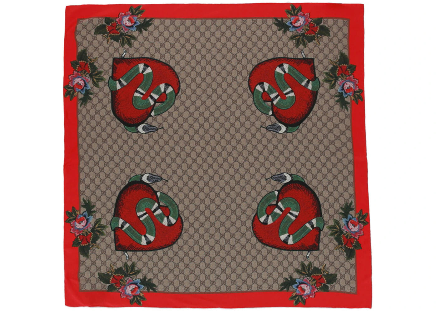 Gucci GG Snake Print Scarf Red
