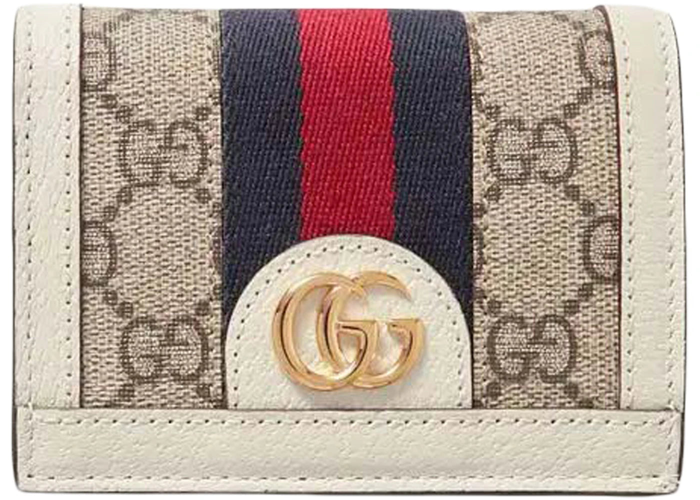 Gucci GG Supreme Ophidia Card Case White Beige