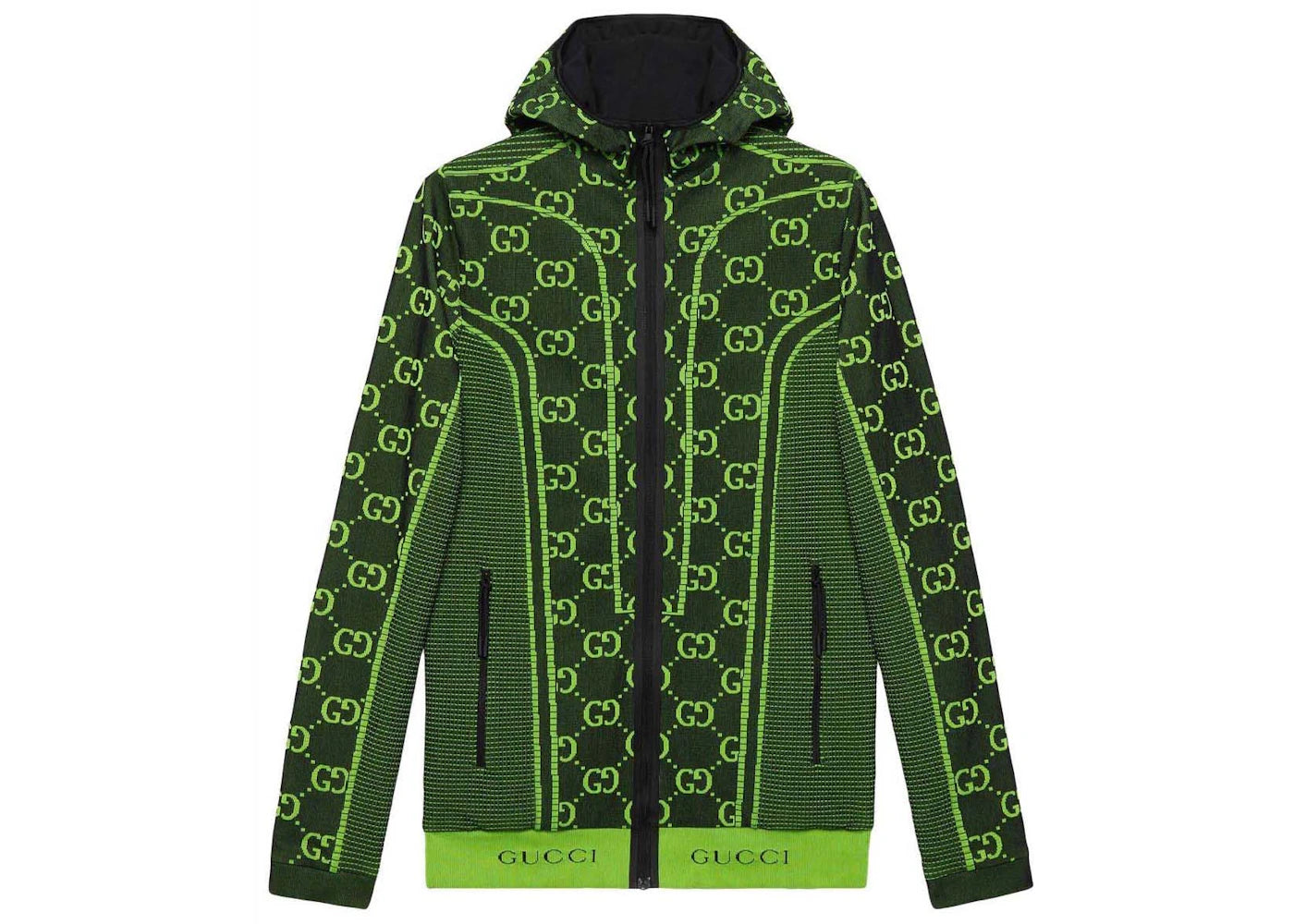 Gucci GG Tubular Jersey Zip Jacket Black/Green