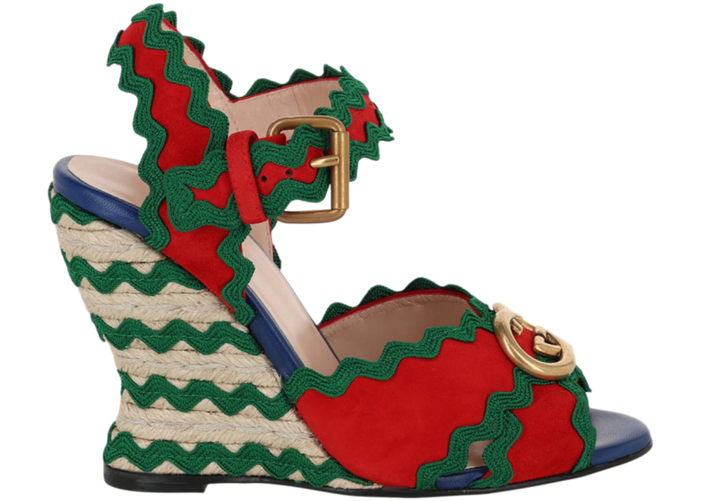 Gucci GG Wavy Colorblock Wedges Red Green (Women's)