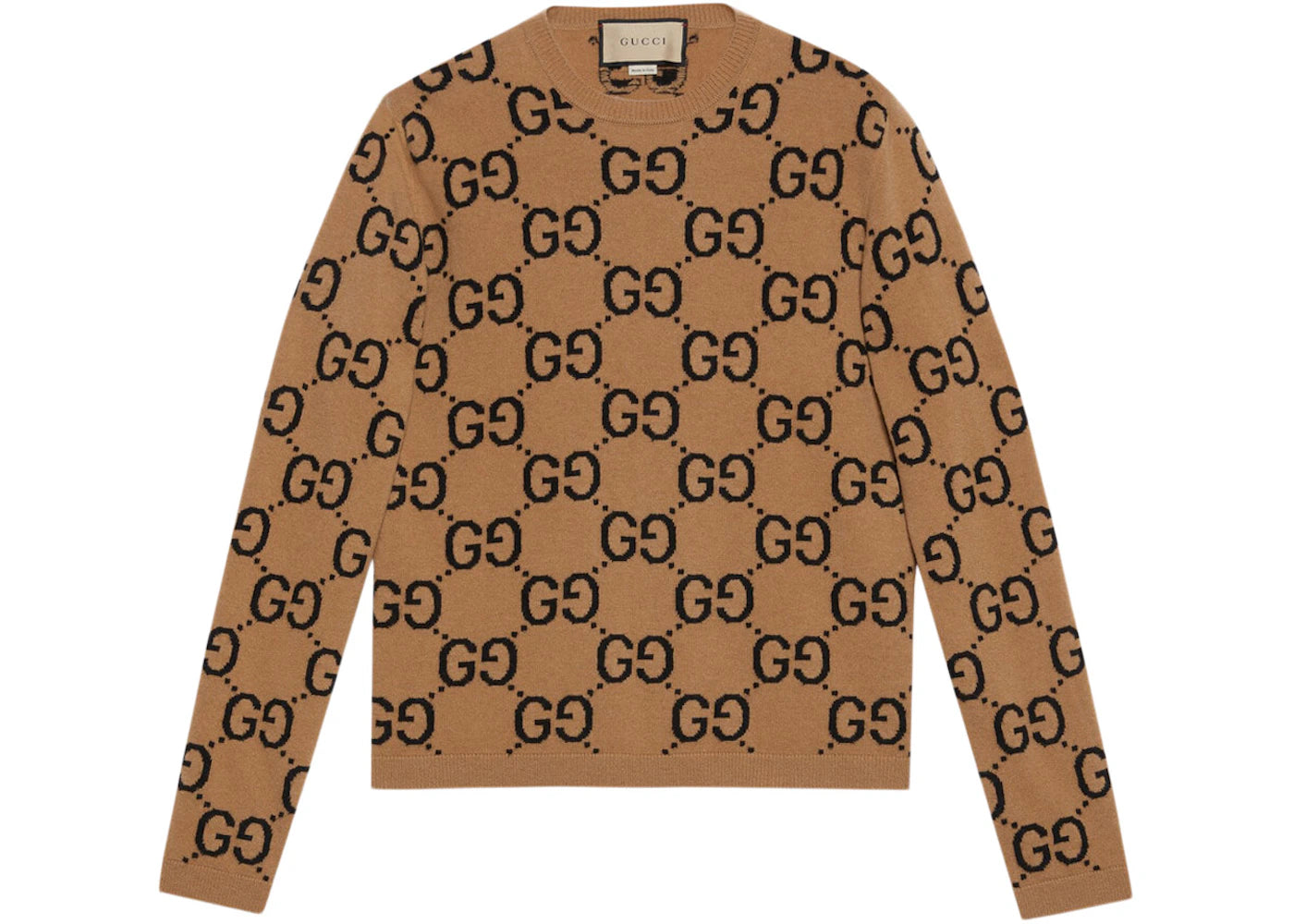 Gucci GG Wool Jacquard Crewneck Jumper Camel/Black