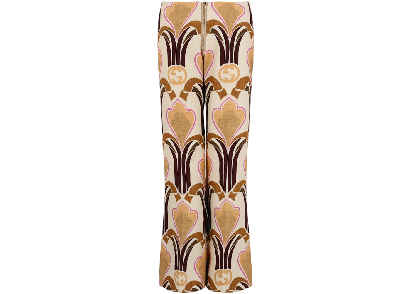 Gucci Geo Patterned Wool Pants Beige White