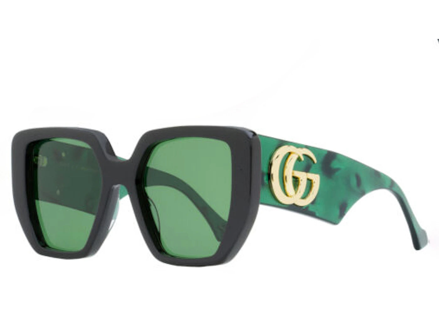 Gucci Geometric Sunglasses Black/Green (GG0956S 001)